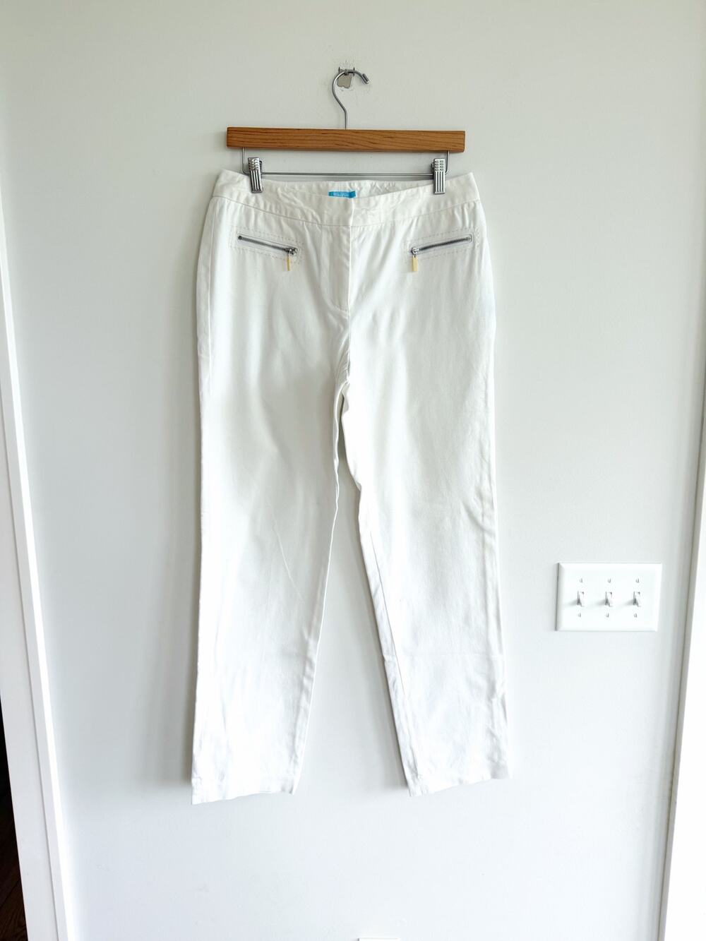 J. McLaughlin Zip Pockets High Rise Straight Leg Casual Pants White 8